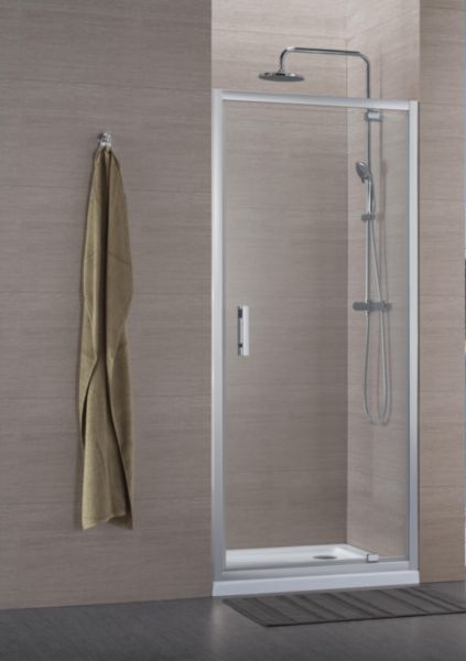 Paroi de douche Concerto accès de face porte pivotante 70x70cm profilé argent brillant verre transparent