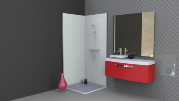 Panneau mural Decofast kit d'angle blanc 200x90
