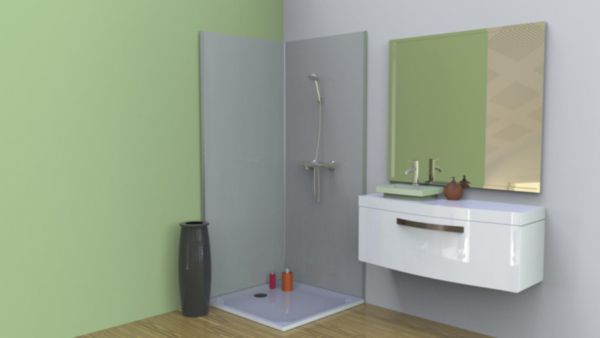 Panneau mural Decofast kit d'angle gris perle 200x90cm
