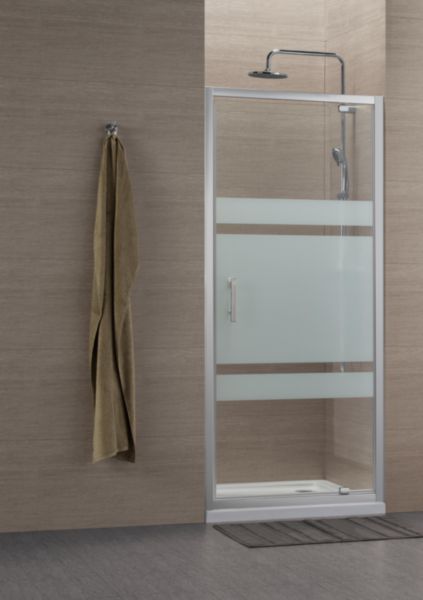 Paroi de douche Concerto accès de face porte pivotante 70x70cm profilé argent brillant verre sérigraphié