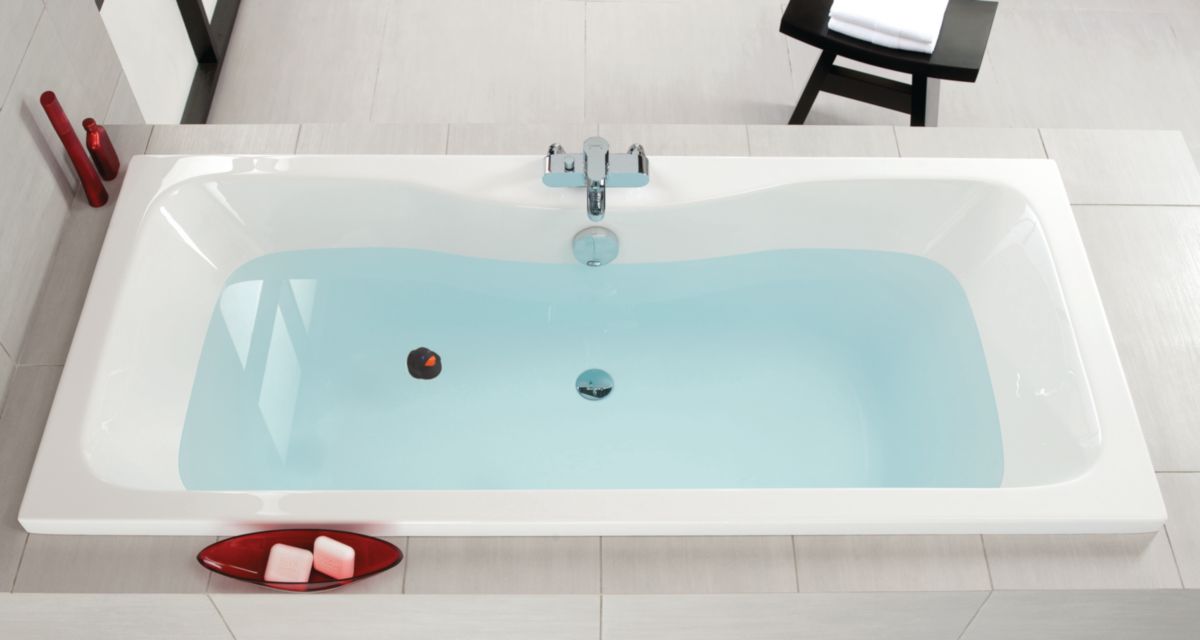 Baignoire rectangulaire 180x80 cm SUNDAY duo en acrylique