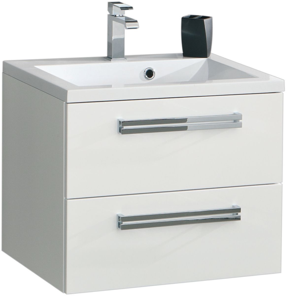 Meuble sous vasque seducta 60 cm, 2 tiroirs, blanc brillant ...