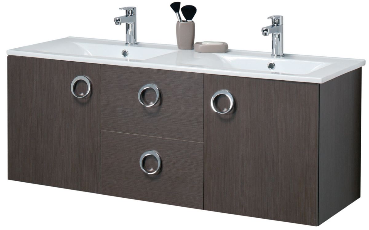 Meuble sous vasque seducta 120 cm, 2 portes, 2 tiroirs, natural ...