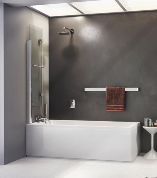 Pare-bain IRIO bord carré, pliant, 2 volets pivotants à 180°, relevable