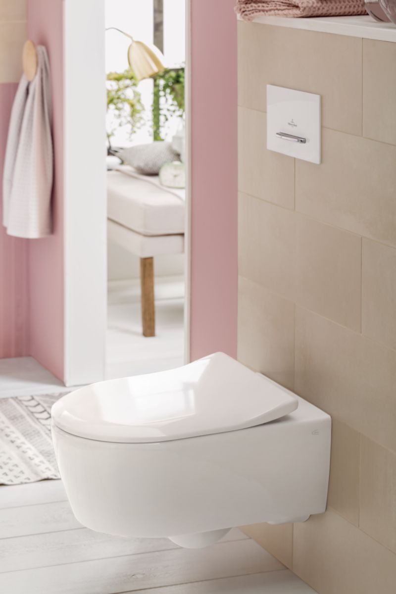 VILLEROY ET BOCH Pack WC suspendu sans bride Avento abattant Slim avec frein de chute