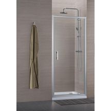 Paroi de douche Alterna Concerto porte pivotante ouverture gain de place 90 cm profilé argent brillant verre transparent