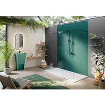 Receveur de douche Unic Slate aspect ardoise en akron aspect déco rectangulaire 180 x 100 cm beige Réf. 53029474
