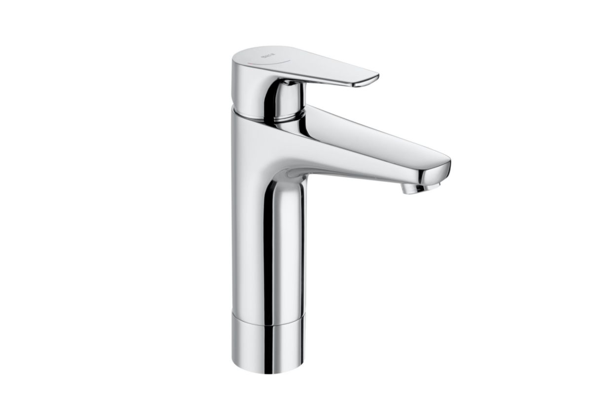 Mitigeur lavabo Mezzo Plus livré avec flexibles d'alimentation sans tirette ni vidage ouverture sur l'eau froide débit limité à 5 l/min Chromé réf. A5A3D90C00