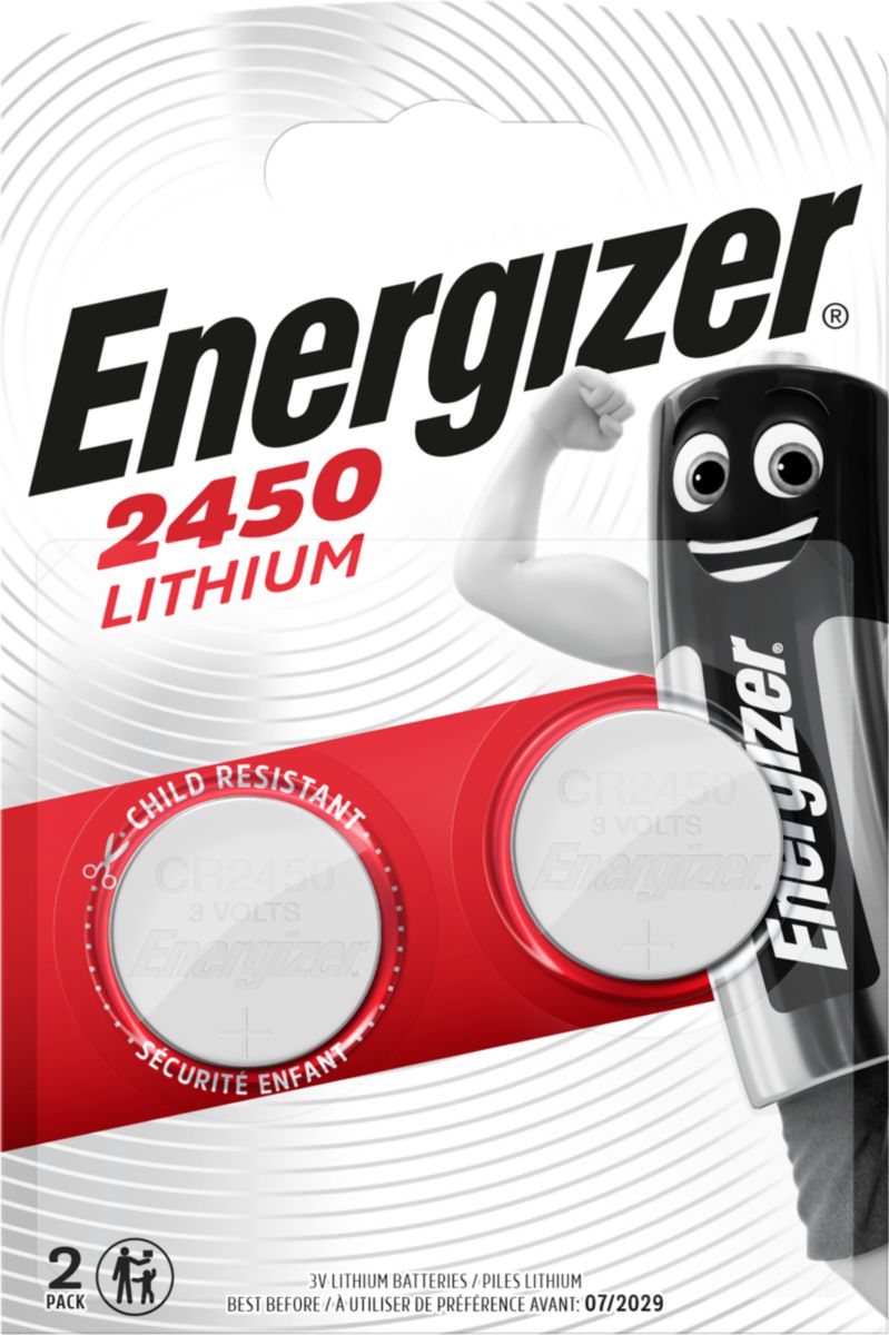 Pile lithium CR2450 3 volts Energizer B2 pour détecteur de fumée réf.E2450B2