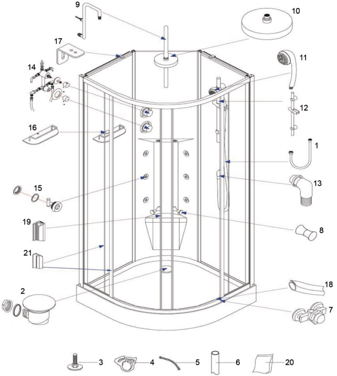 ROULETTE POUR CABINE DE DOUCHE