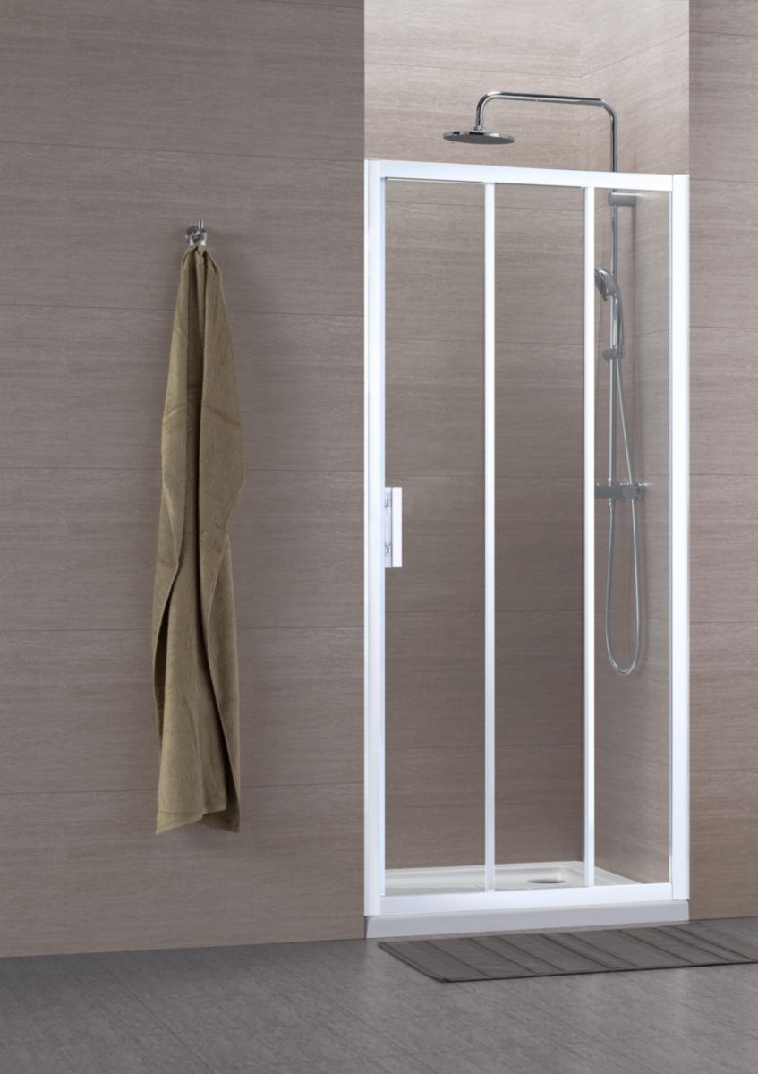 Paroi de douche accès en angle 1 porte pliante 80 cm + 1 porte coulissante  100 cm s300 - Conforama