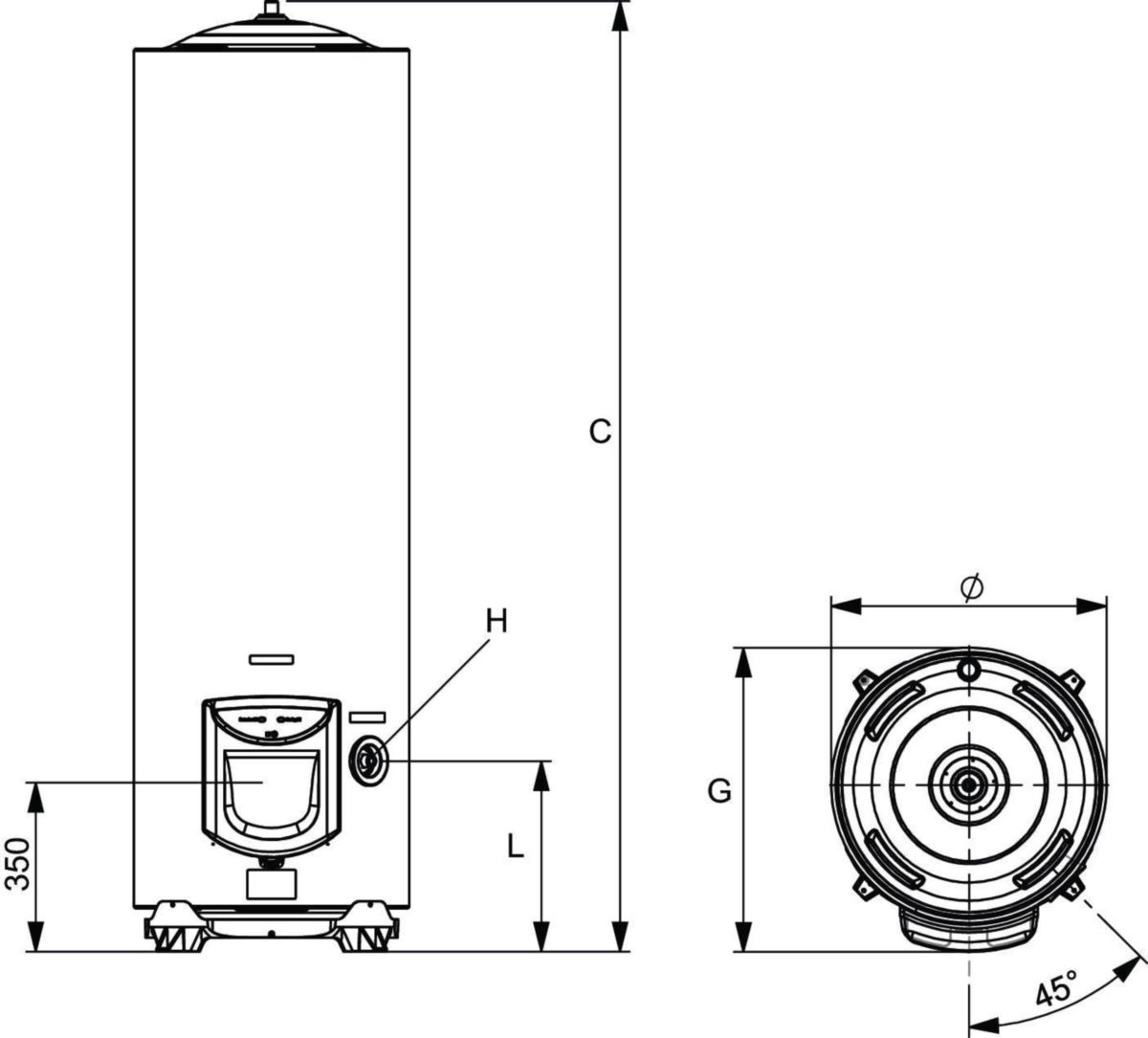 Chauffe eau électrique CUMULUS vertical sur socle 200 litres stéatite