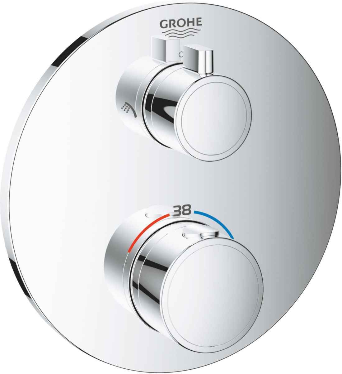 GROHE Mitigeur thermostatique douche 2 sorties avec inverseur Grohtherm Chromé 24076000 Cedeo