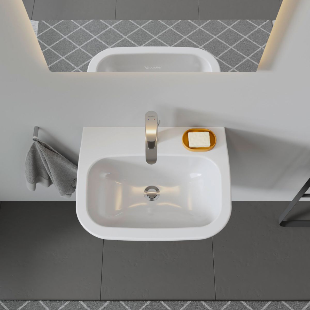 Lavabo Duravit D Code Bianco 55 Cm | Lavabo Bagno Moderno Con Troppopieno | 1 Foro Rubinetto - Foto 5