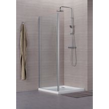 Paroi de douche Alterna Concerto retour fixe L 80 x H 195 cm profilé argent brillant verre transparent