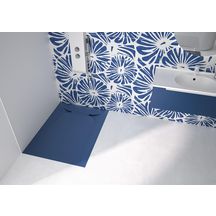 Receveur découpable Kinediva  Biolex extra-plat 3,5Cm avec évacuation latérale aspect mat lisse Pn12 Bleu Marine 140X90 Réf : Rd188M