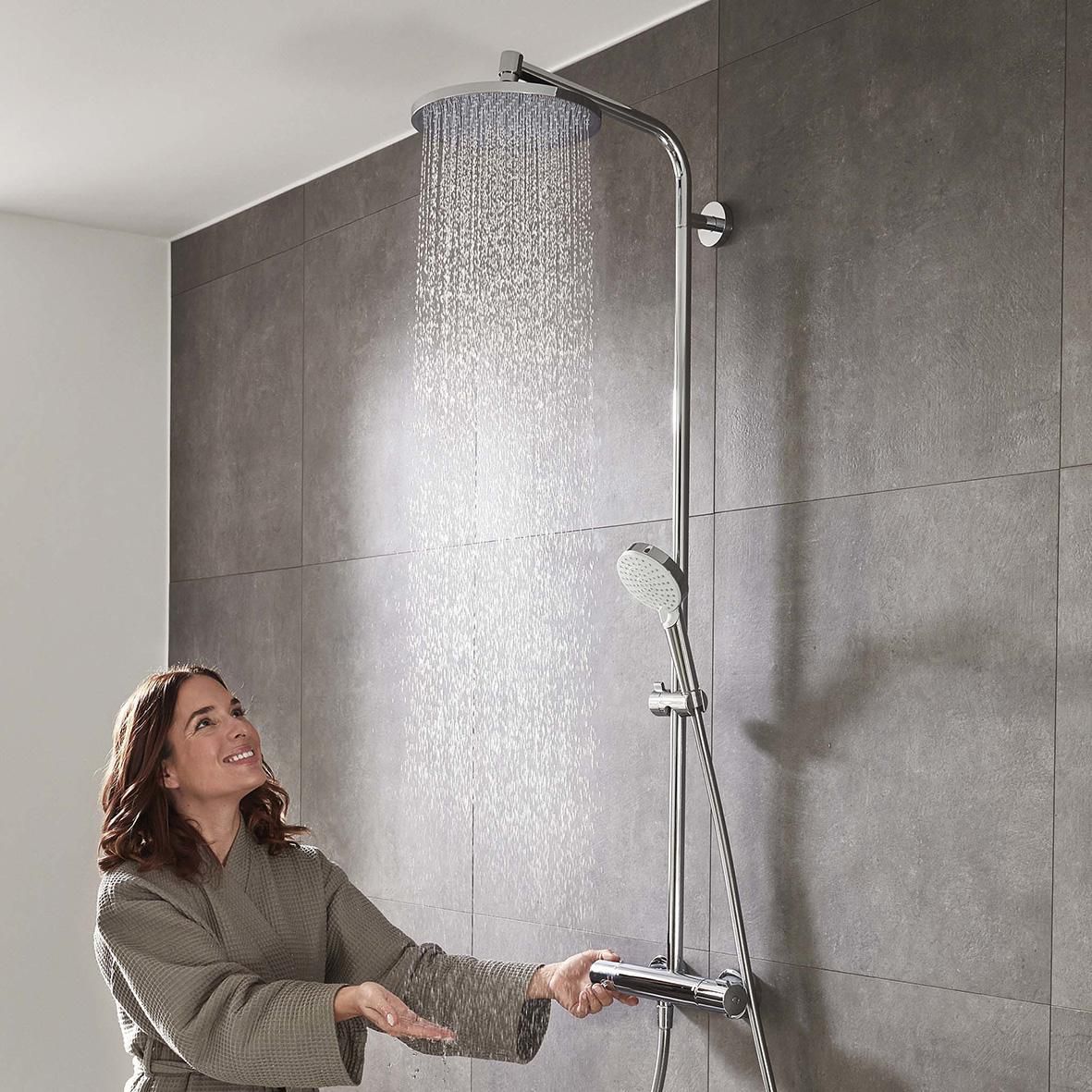 HANSGROHE - Colonne de douche Crometta S 240 1 jet EcoSmart avec mitigeur  thermostatique Ecostat 1001CL Chromé Réf. 27268000