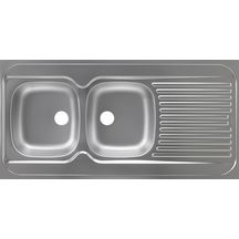 Evier à poser LAVELLI 2 cuves 1200 inox 18/10 nu, Toilé