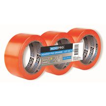 Ruban adhésif PVC plastifié - orange - Novipro - longueur rouleau 33 m - largeur rouleau 50 mm - le lot contient 3 rouleaux