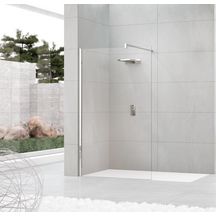 Paroi de douche fixe KUADRA 120 cm, extensible de 117 cm à 120 cm, profilé chromé, verre transparent 8 mm Réf. KUADH120-1K