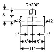 Té avec extrémité taraudée 42-20x27-42mm Réf 21317