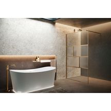 Paroi Walk-In avec les inserts Hart Hc 100 extensibilité 97-98,5 cm verre trempé flute profilés Bronze Brossé Réf : HARTHC100-94Q Paroi Walk-In avec les inserts Hart Hc 100 extensibilité 97-98,5 cm verre trempé flute profilés Bronze Brossé Réf : HARTHC100-94Q