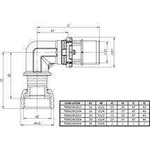 Coude à écrou tournant 16x2 - 1/2 (x2) Réf. 7096GW1612