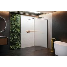 Paroi Walk-In avec encadrement Hart Hp 90 extensibilité 87-88,5 cm verre trempé flute profilés Chrome Noir Brillant Réf : HARTHP90-94L