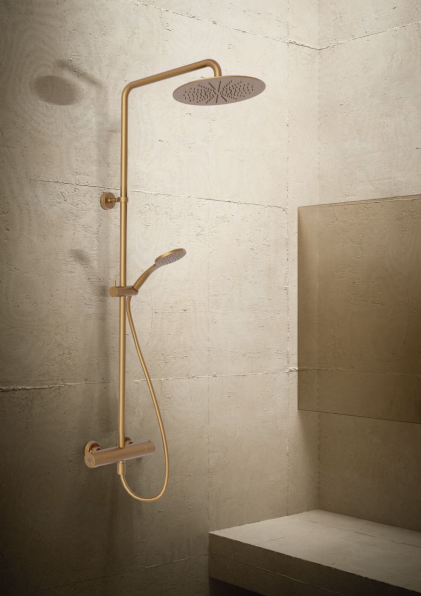 ONDYNA Colonne de douche thermostatique Theta colors or brossé PVD