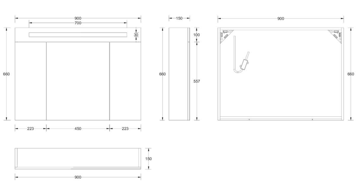 ALTERNA Armoire de toilette SEDUCTA 90 cm, 1 porte centrale 45 cm et