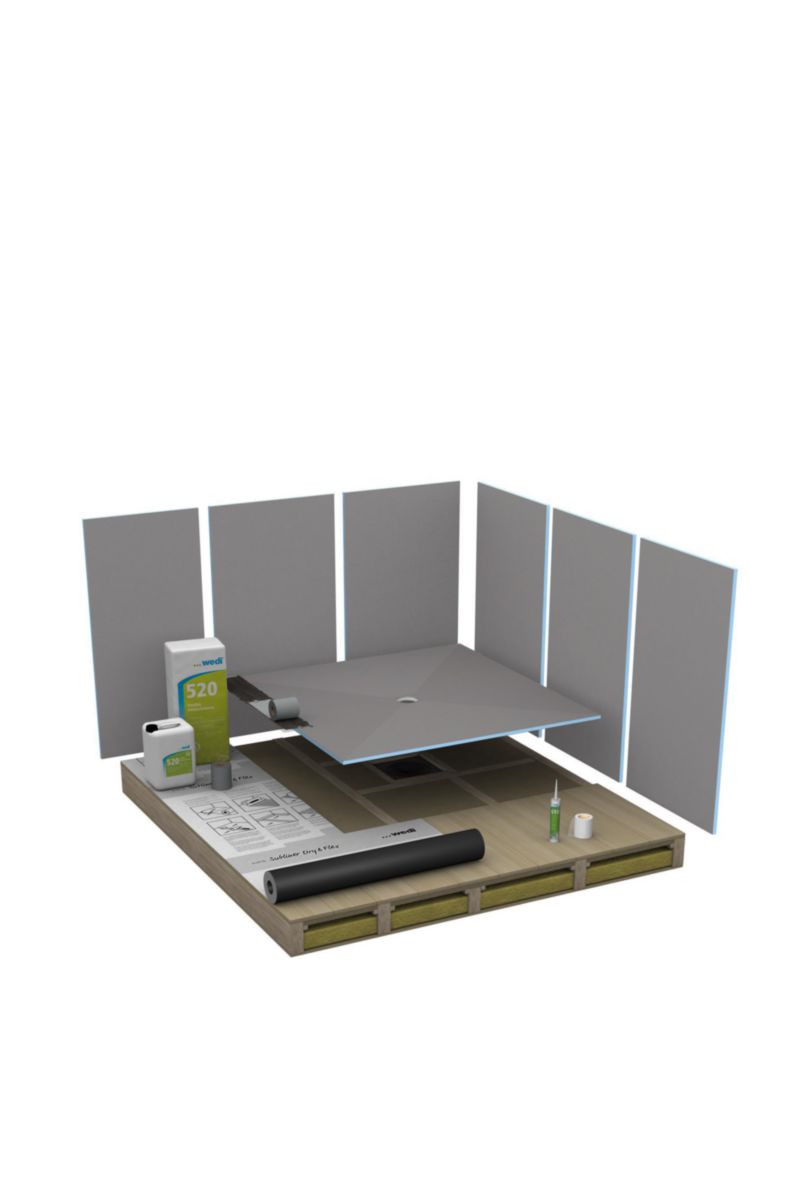 Revêtement prêtàposer wedi Fundo Top pour wedi Fundo Riolito neo, format 1200x900x6mm en coloris Carbon noir, matériau minéral aspect pierre naturelle Réf : 072020600