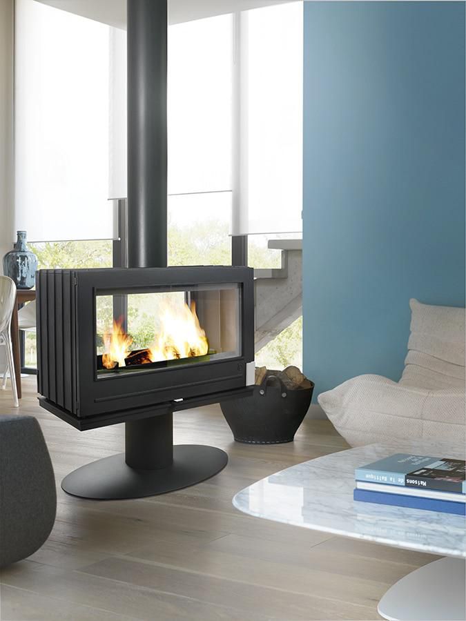 INVICTA - Poêle à bois NELSON double face fonte anthracite 12 kW