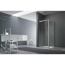 Paroi de douche chromée Alterna Verseau 2 accès de face porte pivotante gain de place 80 cm