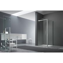 Paroi de douche Concerto quart cercle coulissant L 80 x H 195 cm profilé  blanc verre transparent - LA CENTRALE PRO