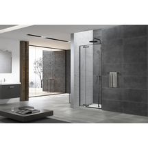 Paroi de douche Alterna Daily accès de face porte pivotante (fixe + pivot) profilé noir mat longueur 100 cm