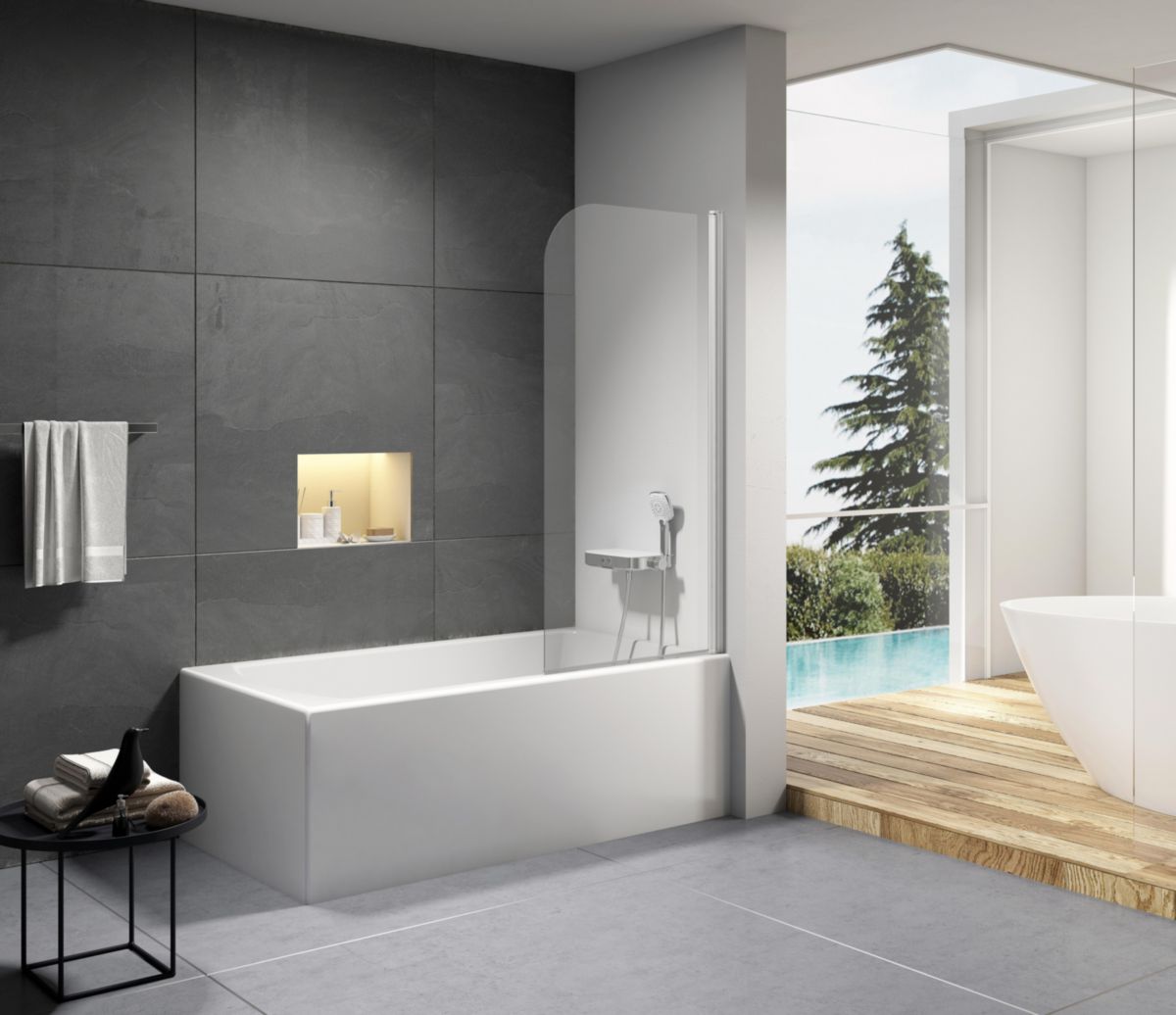 Alterna Pare Baignoire Vers Eau 80 X 140 Cm Profile Blanc Epaisseur Du Verre 4 Mm Cedeo