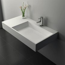 Vasque rectangulaire VITTORIA G 90 x 48 cm finition blanc sans trop plein version gauche Réf. NS-6001G