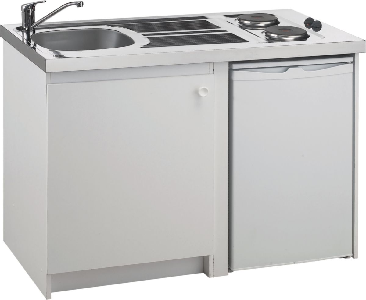 MODERNA - Cuisinette complète, meuble en mélaminé blanc, 1 porte