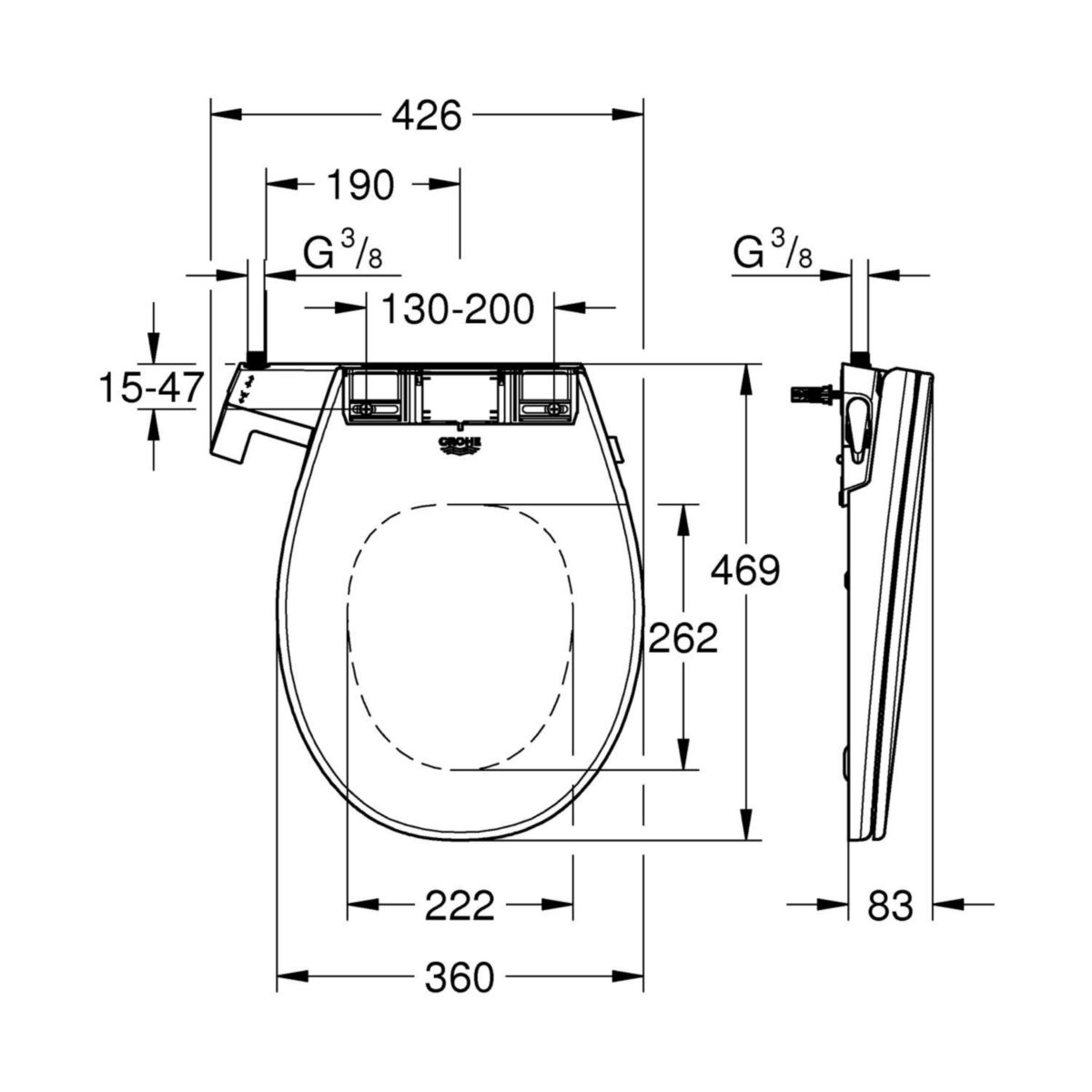 Grohe Bau Ceramic abattant WC japonais lavant 2 bras de douchette intime  (39648SH0) - Livea Sanitaire