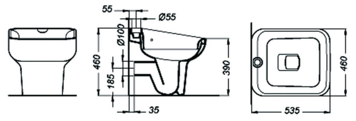 Drain De Sol PVC Avec Grille Inox Creavit - Format 150x150 Mm, Sortie Horizontale DN50 - Pour Salle De Bain, Terrasse