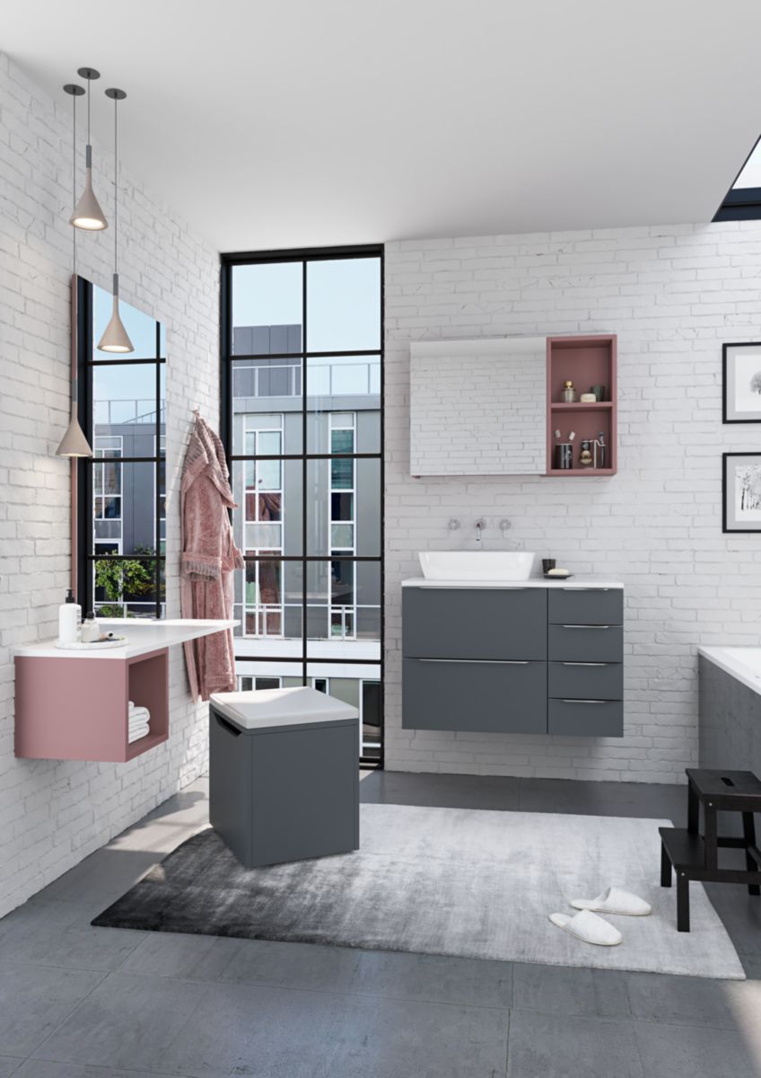 ALTERNA Armoire de toilette PLENITUDE 3 portes, h65x L90x p20cm Gris