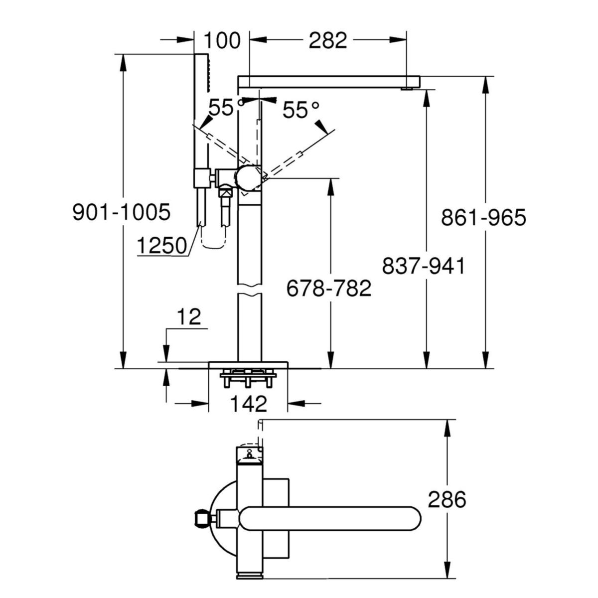 GROHE Mitigeur Bain/Douche 1/2" montage au sol GROHE