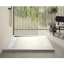 Receveur de douche pour salle de bains, modèle  Andromeda Stone Nox 80X80 en couleur fango mcbath