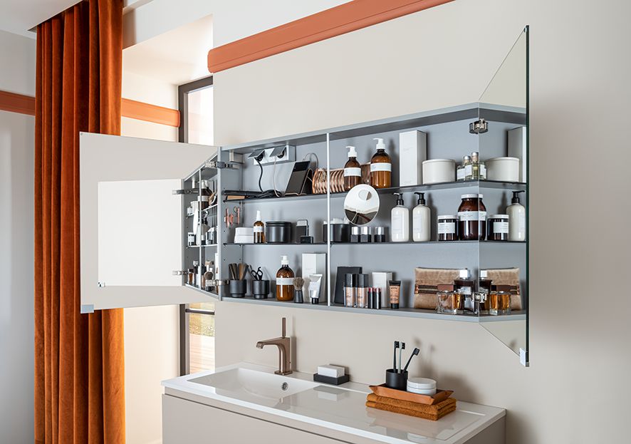 DELPHA Armoire de toilette Eclat absolu 2 portes (P.60 + P.60) H.69 x P.16 x L.120 cm cotes