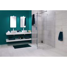 Paroi droite Alterna Concerto Walk 70 cm, hauteur 2m, verre trempé 6 mm, traité anticalcaire, profilé argent satiné largeur 1,6cm