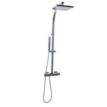 Douche /à Main,8 inch GLYYR Noir Thermostatique Colonne de Douche Eau Chaude et Froide Mural Ensemble de Douche Multifonctionnel Poign/ée Lisse Systeme de Douche avec Ronde Pommeau de Douche