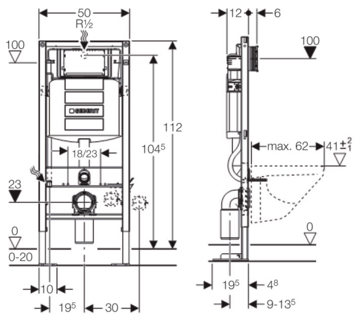 Geberit systemfix up320 reservoir encastre 8456