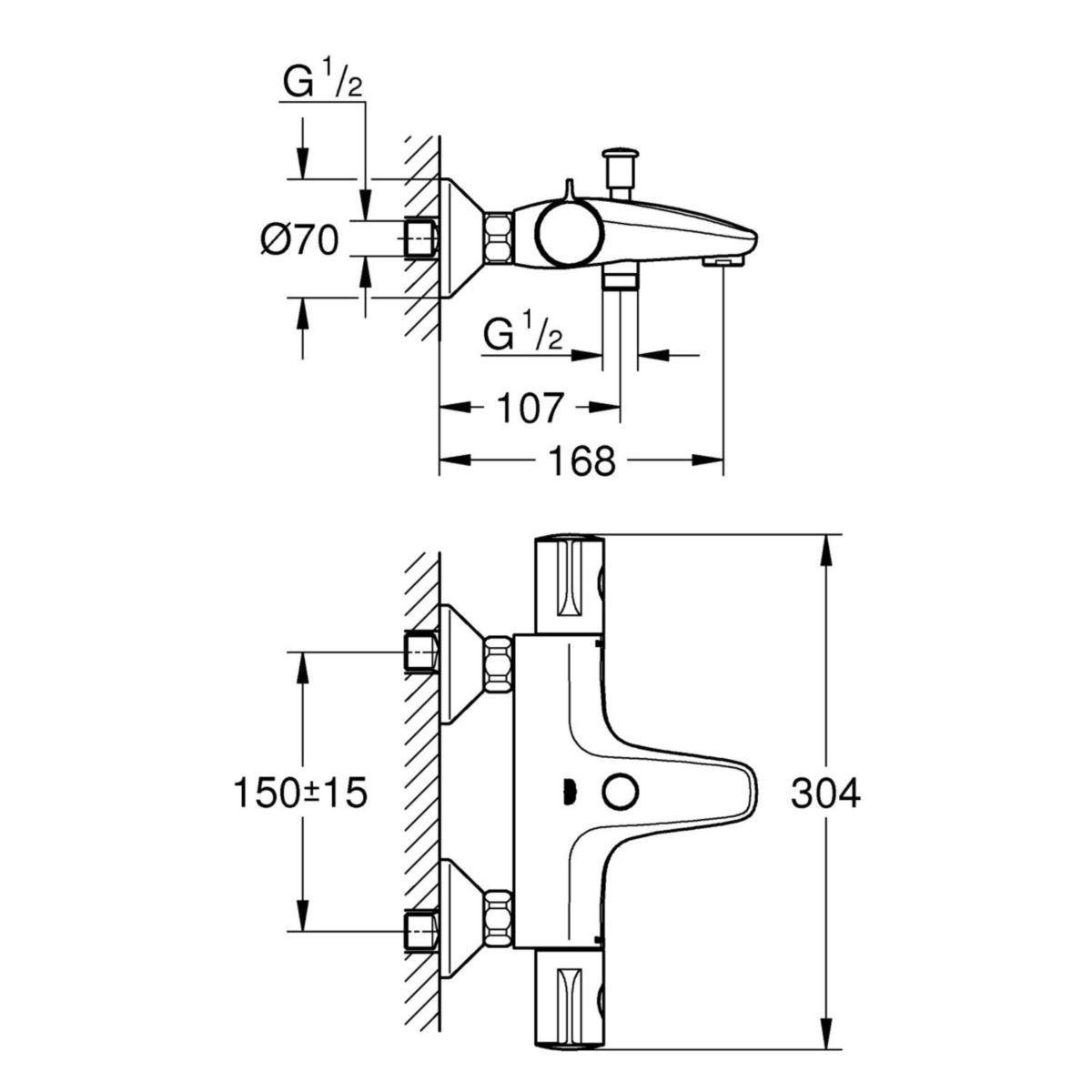 GROHE Mitigeur thermostatique bain douche grohtherm 800 réf. 34569000