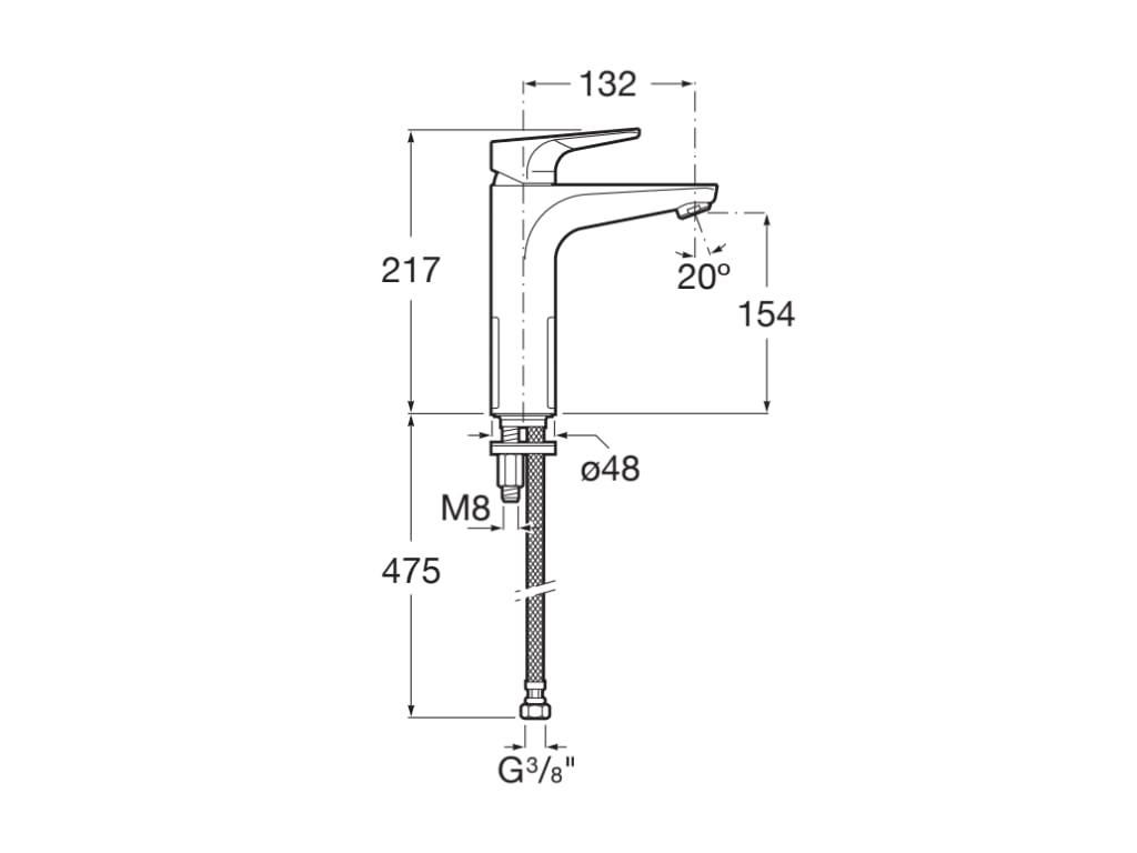 Mitigeur lavabo Mezzo Plus livré avec flexibles d'alimentation sans tirette ni vidage ouverture sur l'eau froide débit limité à 5 l/min Chromé réf. A5A3D90C00