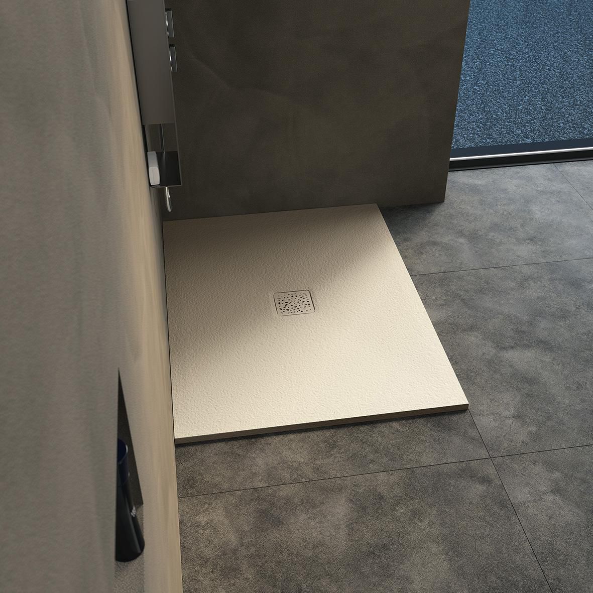 KINEDO DOUCHE Receveur Kinemoon 180x80 sable, texture pierre lunaire